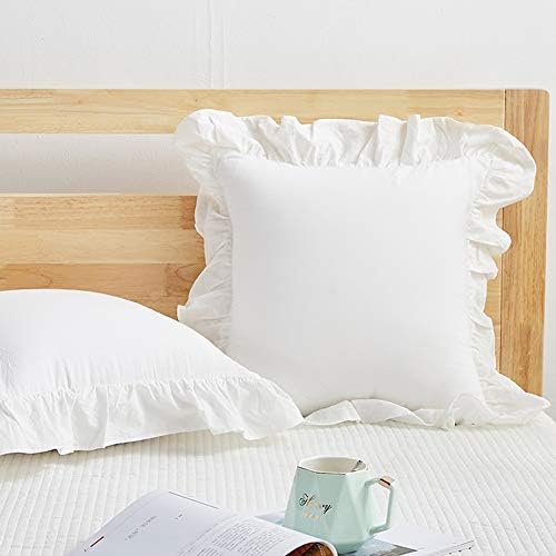 Mywinlle Off White Ruffle Decorative Throw Pillow Covers 18"x18" by Mywinlle
