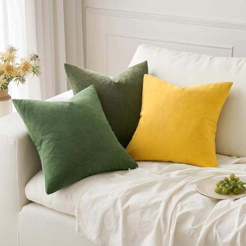 MIULEE Yellow Chenille Couch Throw Pillow Covers - Image 2