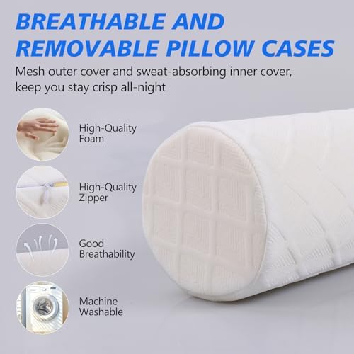 Cozyhealth Cervical Roll Pillow, Medium Soft Memory Foam Neck Round Pillow - Image 5