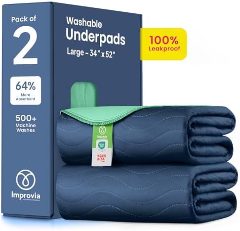 IMPROVIA® Washable Underpads, Heavy Absorbency Reusable Incontinence Pads by IMPROVIA