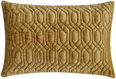 The HomeCentric Decorative Gold 12"x20" Lumbar Pillow Cover, Velvet Lattice by TheHomeCentric