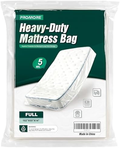 Full Size Mattress Bag for Moving and Storage, 5 Mil, Heavy Duty by PROMORE
