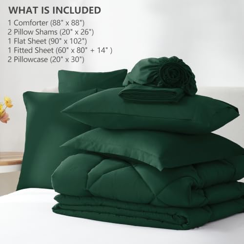 CozyLux Queen Comforter Set 88"x88" Emerald Green - Image 6