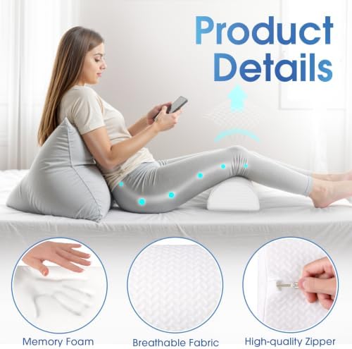 Knee Pillow for Back Sleeping Memory Foam Half Moon Bolster Pillow for Legs - Image 4