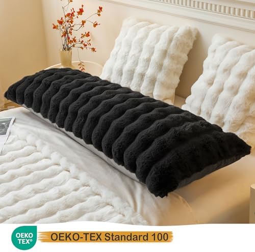 LIFEREVO Fluffy Faux Rabbit Fur Body Pillow Cover 20"x54" - Image 3