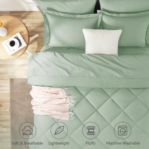 CozyLux King Comforter Set 102"x90" Sage Green - Image 2