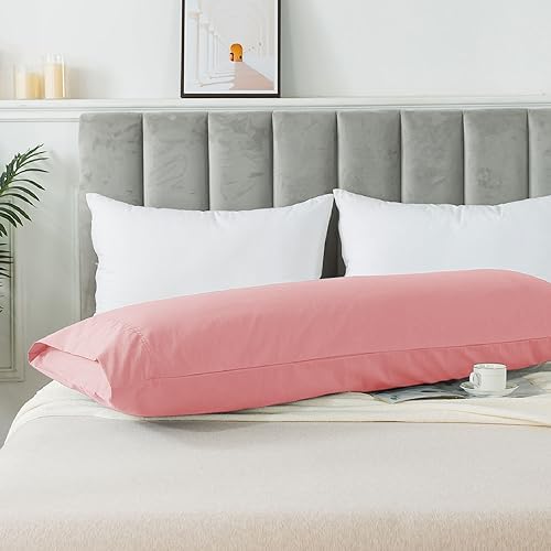 WhatsBedding Body Pillow Cover Cotton, Envelope Closure, Foggy Pink - Image 2