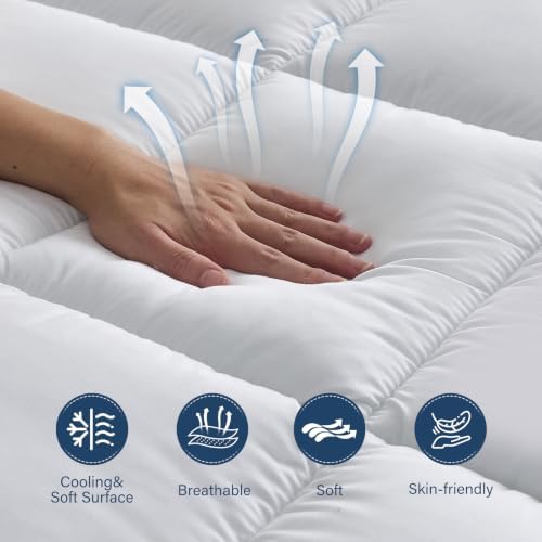 4 lnch Dual Layer Mattress Topper Queen Size, 2 Inch Cooling Gel Memory Foam - Image 4