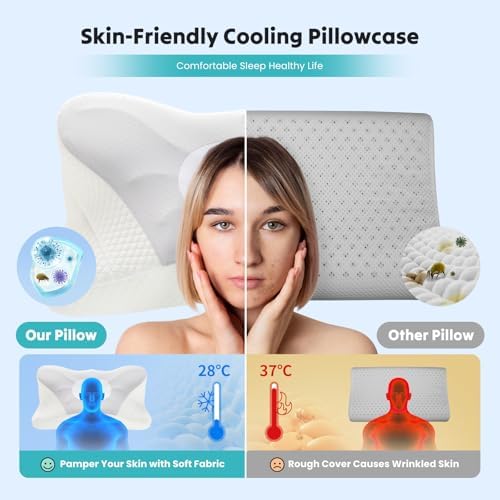 Sweetcrispy Cervical Pillow for Neck Pain Relief, Cooling Memory Foam - Image 3