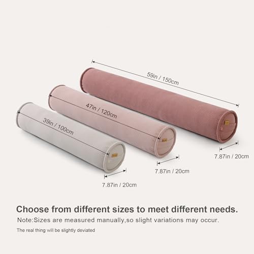 Long Pillow for Bed – Corduroy Round Bolster Pillow for Adults, Decorative Body - Image 2