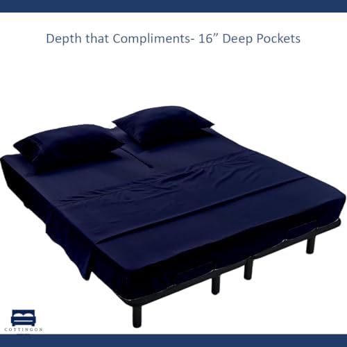4 Piece Flex Head King Sheet Set 34" Top, 100% Egyptian Cotton - Image 5