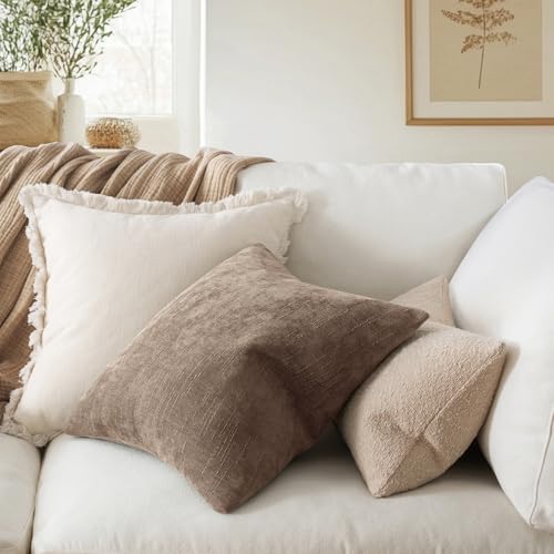 MIULEE 12x20 Inch Lumbar Textured Chenille Throw Pillow Covers Taupe Grey - Image 3