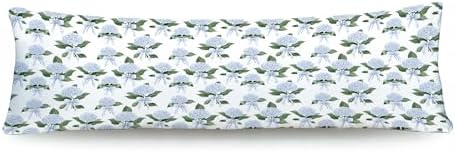 Coquette Bow Blue Hydrangea Floral 20x54 Body Pillow Cover, Grandmillennial by HUGANE