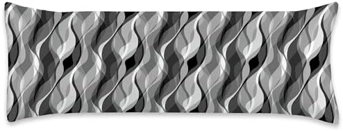 Satin Body Pillowcase Grey Black Stripes Imitation Silk Pillow Cover by Unknown