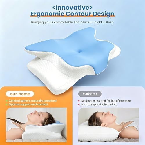 Cooling Neck Support Pillow, Adjustable Cervical Memory Foam - Image 2