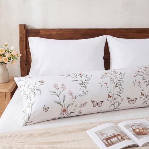 Bedorm 20 x 54 Body Pillow Cover Cotton Body Pillow Case Butterflies Botanical - Image 3