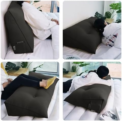 WOWMAX Wedge Headboard Pillow King Reading Pillow Sitting in Bed, Deep Grey - Image 3