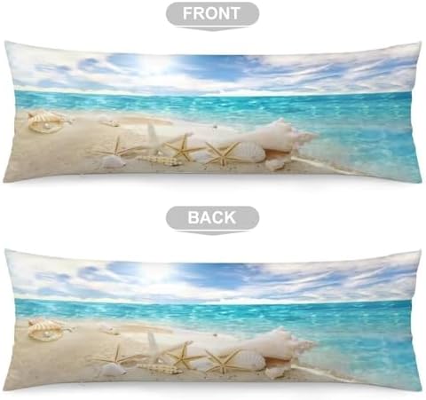 Beach Body Pillow Cover Summer Starfish Seashell on Beach Nautical Long Pillow - Image 5