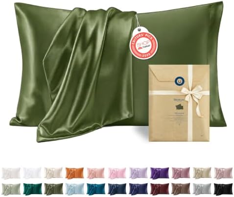 Bedsure Satin Pillowcase Standard Set of 2, Similar to Silk Pillowcase Moss by BEDSURE