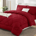 CozyLux Queen Comforter Set 88"x88" Dark Red by CozyLux