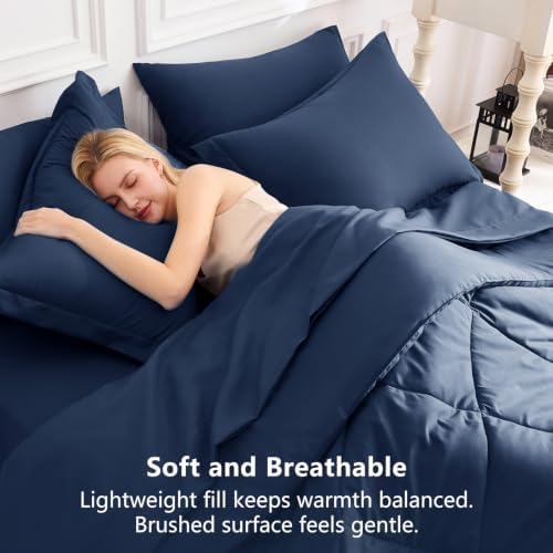 CozyLux Twin Comforter Set 68"x88" Navy - Image 4