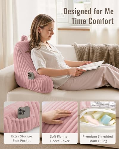 Blissful Diary Reading Pillow for Bed, Backrest Pillow, Plush Pink - Image 3