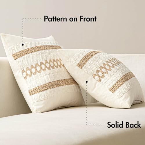 MIULEE Set of 2 Neutral Boho Decorative Pillow Covers 18x18 Inch - Image 6
