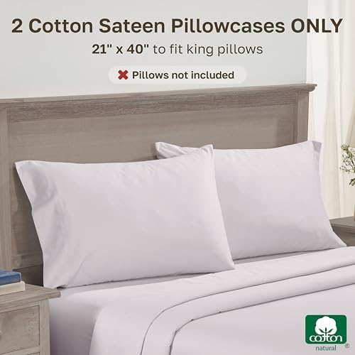 California Design Den 600 TC Set of 2 Pillow Case King Size, Pale Lavender - Image 3