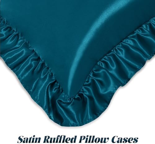 Homiest Dark Teal Ruffle Satin Body Pillow Cover - Image 4