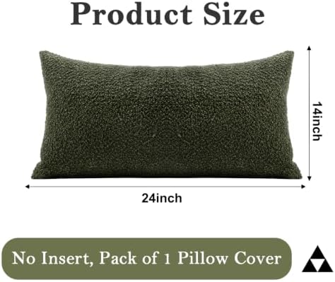 JoraLion 14x24 inch Boucle Lumbar Pillow Cover, Army Green Woven Texture - Image 4