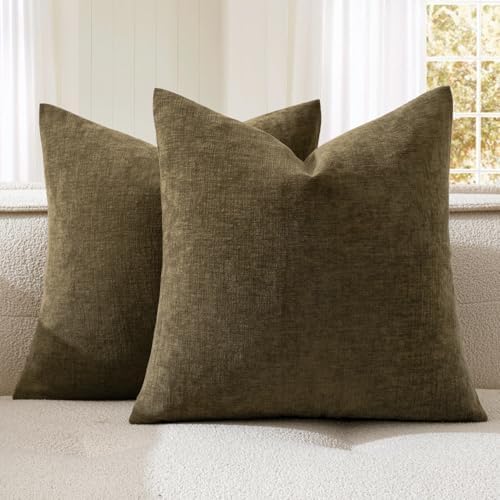 MIULEE Coffee Chenille Couch Throw Pillow Covers by MIULEE