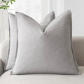 Foindtower Linen Solid Decorative Throw Pillow Covers 18x18 Inch Light Gray by Foindtower