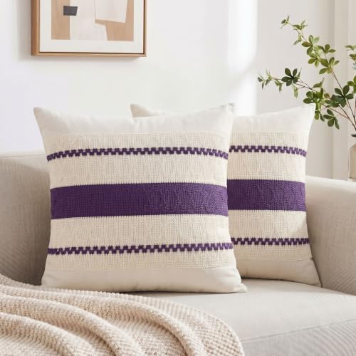 Fancy Homi Set of 1 Boho Purple Decorative Throw Pillow Cover 16x16 Inch - Image 7