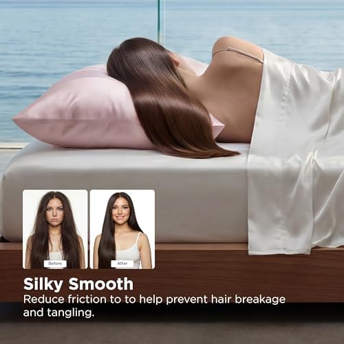 Bedsure Cooling Pillowcase for Hot Sleepers, Silk Like Pillow Case Queen Size - Image 4