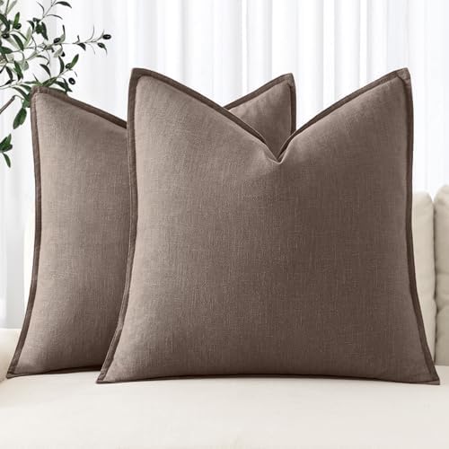 MIULEE Decorative Linen Pillow Covers 20x20 Inch Malt Ball by MIULEE