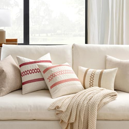 MIULEE Set of 2 Christmas Red Boho Decorative Pillow Covers 18x18 Inch - Image 6