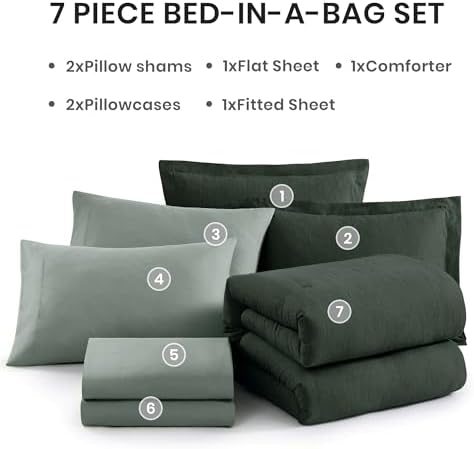 Monbix Super King Comforter Set Deep Forest 7 Pieces Bed in a Bag - Image 7