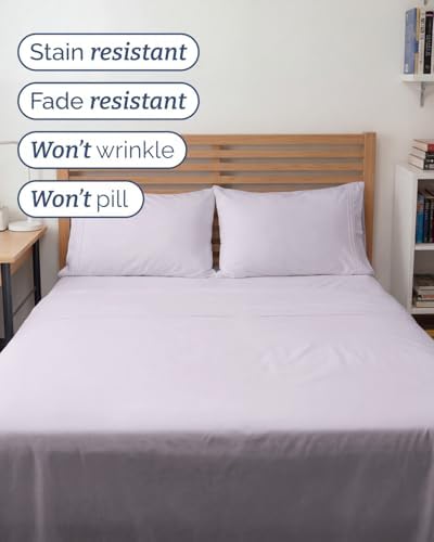 Full XL Sheets - 4 Piece Full XL Sheet Set - Breathable - Light Lavender - Image 5