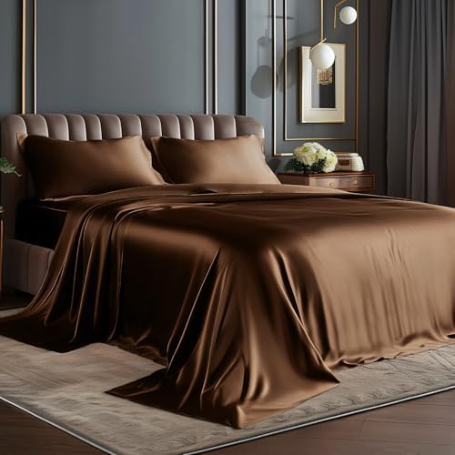 BEDELITE Satin Sheets California King Size Bed Set, 4 Pieces by BEDELITE