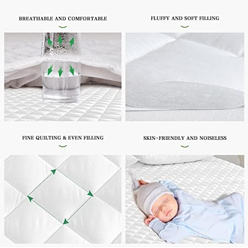 UNILIBRA Full Mattress Pad Waterproof Rayon Made from Bamboo, Fitted Deep - Image 4