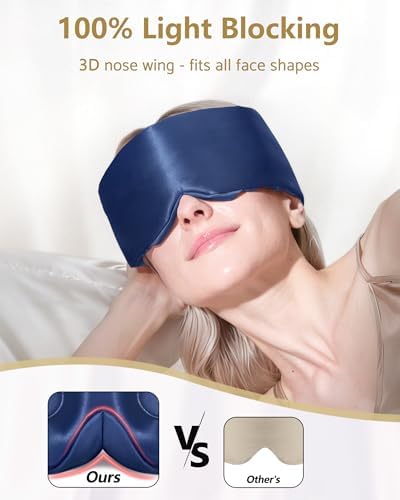 BeeVines Luxury Pure 100% 22 Momme Silk Sleep Mask, 3D Countoured Eye Mask - Image 4