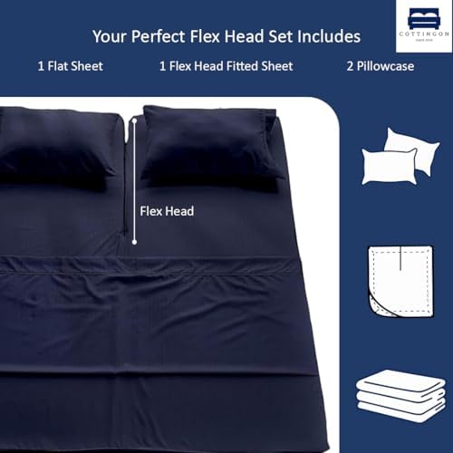 4 Piece Flex Head King Sheet Set 34" Top, 100% Egyptian Cotton - Image 3