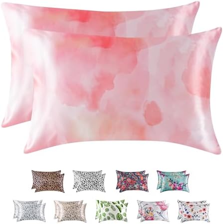 MR&HM Satin Pillowcase 2 Pack, King Size 20"x40", Dream Pink by MRHM