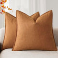 Foindtower Linen Solid Decorative Throw Pillow Covers 24x24 Autumn Orange by Foindtower