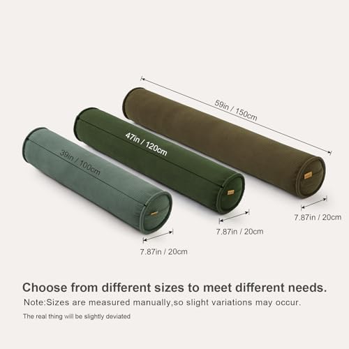 Corduroy Body Pillow, Round Bolster Cylinder Pillow - Image 2