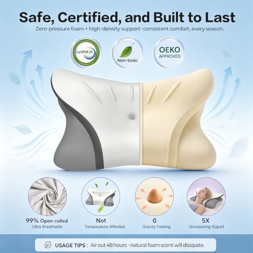 Pain Relief Cervical Neck Pillow, Ergonomic Contour | Q-Max Cooling | - Image 6