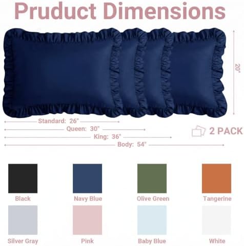 Set of 2 Brushed Microfiber Ruffle Pillow Cases Standard Navy Blue - Image 6