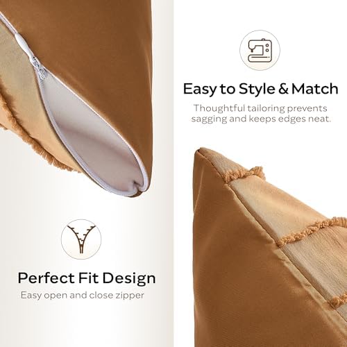 JELLYMONI Rust Striped Tufted Pillowcases 12"x 20" - Image 3