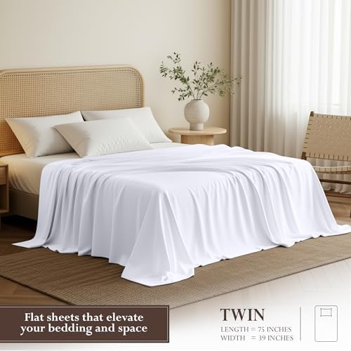 Twin Size Flat Sheet Only Pack of 6, Ultra Soft Hotel Sheets - Image 2