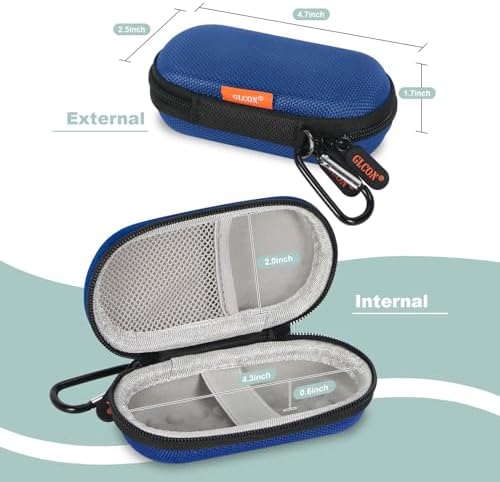 Blue Mini Earbud Case, Small Oval Hard Shell Carrying Pouch Bag - Image 2
